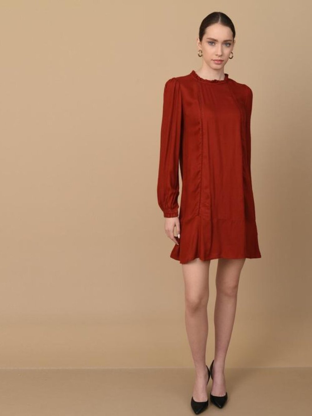 ⭐️ Zara Trafaluc Long Sleeve Mini Dress With Tie String In Size M